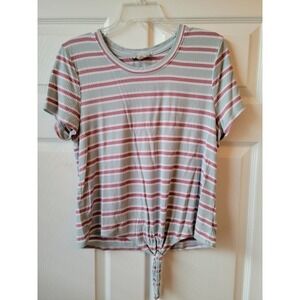 Pink Republic Striped Short Sleeve Top Large